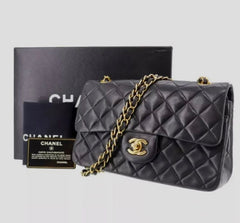 CHANEL Black Lambskin GHW Double Flap Bag