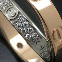 Cartier Double Diamond Love Ring 18KT White & Rose Gold Sz #50/ 5
