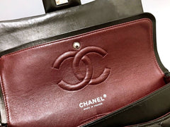 CHANEL CC Black Lambskin Double Flap Silver Hrdware Quilted Handbag