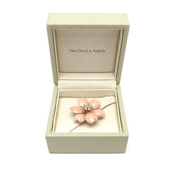 Rare Van Cleef & Arpels Diamond & Coral Rose de Noel Large Pin, Clip, Brooch