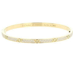 Cartier Diamond-Paved Love Bracelet, Small Model, Size 17, W/ Certificate