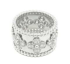 Van Cleef & Arpels Perlee Diamond Clover Alhambra Ring #52/ US6