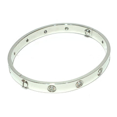 Cartier 10 Diamond 18KT White Gold Love Bracelet, Size 17 w/ Certificate