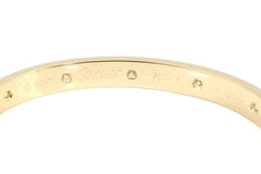 Cartier 10 Diamond Full 18KT Yellow Gold Love Bracelet Size 16