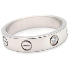 Cartier Mini Love Ring 1P Diamond 18KT White Gold Size 51