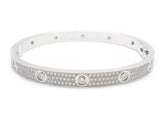 Cartier Diamond Full 18KT White Gold Love Bracelet Size 20 w/ Cert