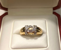 Vintage RARE Cartier 2C de Cartier Logo 18KT Ring Sz 6