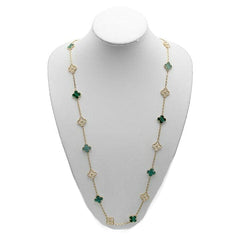 Van Cleef & Arpels Diamond Malachite Vintage Alhambra Long 20 Motif Necklace
