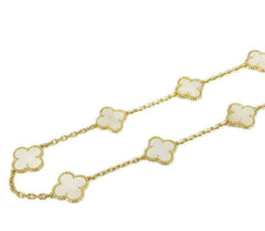 Van Cleef & Arpels Mother of Pearl 18KT Yellow Gold Vintage Alhambra 9-motif Necklace