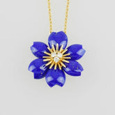 Van Cleef & Arpels Diamond Lapis Lazuli Rose de Noel Yellow Gold Pendant Necklace