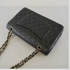 CHANEL Caviar Leather 23cm Small Double Flap Gold Hardware Shoulder Handbag