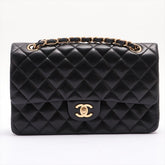 CHANEL Black Lambskin 25 GHW Double Flap Bag