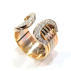 Cartier Diamond 2C Wide 18KT Trinity Tri-Gold Ring #51/ US 5.5