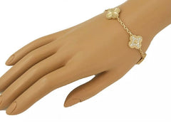 Van Cleef & Arpels Diamond-Paved Guilloche Vintage Alhambra 18Kt Gold Bracelet