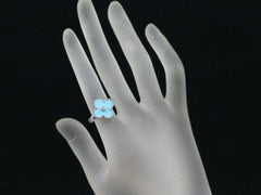 Van Cleef & Arpels VCA Diamond Turquoise Alhambra Ring Size 50/ 5