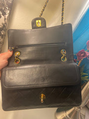 CHANEL Black Lambskin Double Flap 25 GHW Shoulder Handbag