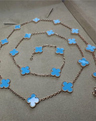 Van Cleef & Arpels Turquoise 18KT Yellow Gold Vintage Alhambra 20-Motif Necklace