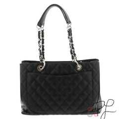 CHANEL Black Caviar Silver Hardware GST Grand Shopper Tote
