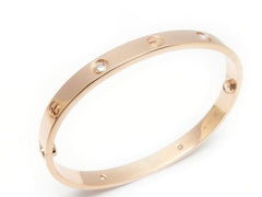 Cartier 4 Diamond Rose Gold Love Bracelet Size 17