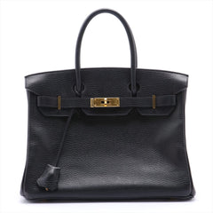 Hermès Birkin 30 Black Pebbled Leather Gold Harware