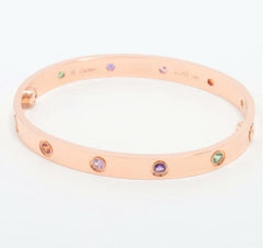 Cartier Rainbow Multi-Color Sapphire Love Bracelet, Size 17
