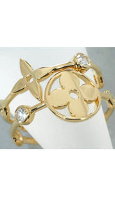 Louis Vuitton Diamond 18KT Gold Monogram Flower Berg Ring