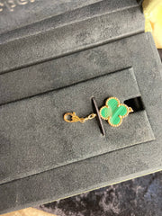 Van Cleef & Arpels Diamond Malachite Vintage Alhambra Yellow Gold Bracelet