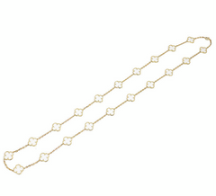 Van Cleef & Arpels Rock Crystal Vintage Alhambra 18KT Yellow Gold Necklace