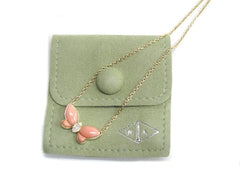 Van Cleef & Arpels Coral Diamond Papillon Butterfly Lucky Pendant Necklace