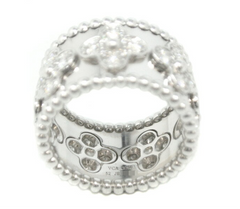 Van Cleef & Arpels Perlee Diamond Clover Alhambra Ring #52/ US6