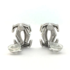 Cartier Penelope Double C 18KT White Infamous Gold Earrings