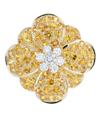 Van Cleef & Arpels Diamond Sapphire Cosmos Flower 18KT Yellow Gold Ring