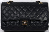 CHANEL Black Caviar Leather Gold Hardware Double Flap Bag
