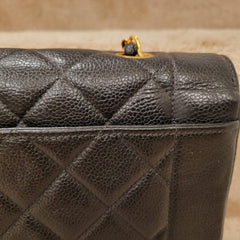 CHANEL Caviar Diana Classic Flap 24KT Gold Hardware Handbag