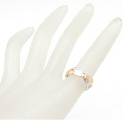 Cartier Double Diamond Love Ring 18KT White & Rose Gold Sz #50/ 5