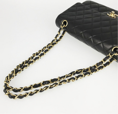 CHANEL Black Lambskin GHW 25 Double Flap Handbag