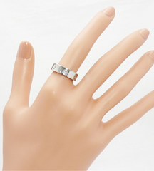 Cartier 3P Half Diamond 18KT Whitw Gold Love Ring #53/ US 6.25