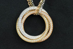 Cartier Trinity Diamond 18KT Tri-Gold Necklace Chain & Pendant