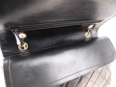 CHANEL Black Lambskin 25 Double Flap Handbag