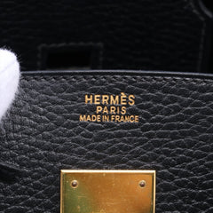 Hermès Birkin 30 Black Pebbled Leather Gold Harware