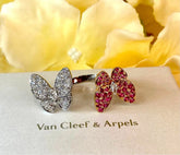 Van Cleef & Arpels Diamond & Sapphire Two Butterfly Between The Finger Ring
