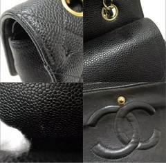 CHANEL Caviar Gold Hardware GHW Medium Double Flap Bag