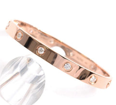 Cartier 10 Diamond 18KT Love Bracelet w/ Certificate, Size 16