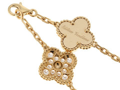 Rare Van Cleef & Arpels Paris Vendome Vintage Alhambra Diamond Blue Porcelain Necklace