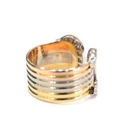 Cartier Diamond 2C Wide 18KT Trinity Tri-Gold Ring #51/ US 5.5