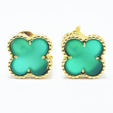 Rare Van Cleef & Arpels Chalcedony Vintage Alhambra 18KT Yellow Gold Earrings