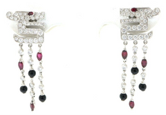 Rare Cartier Du Dragon Diamond Ruby Onyx Dangle Earrings