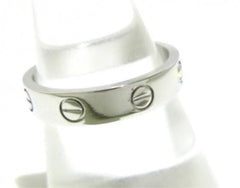 Cartier 1P Diamond Wedding 18KT White Gold Love Ring Size 54