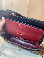 CHANEL Black Lambskin GHW Double Flap Bag