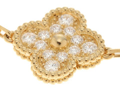 Rare Van Cleef & Arpels Paris Vendome Vintage Alhambra Diamond Blue Porcelain Necklace